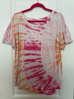 Maurices Tie-Dye Short Sleeve Tee in Pink and Orange